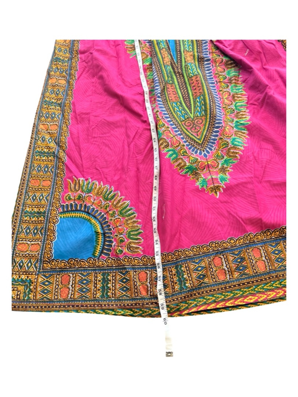 Sleeveless Magenta Maxi Dress with African Print Tie-Waist - Picture 15 of 15